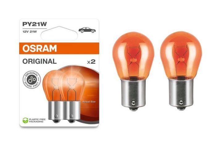 Автолампа Osram PY21W 12V BAU15s (к/т 2 шт)